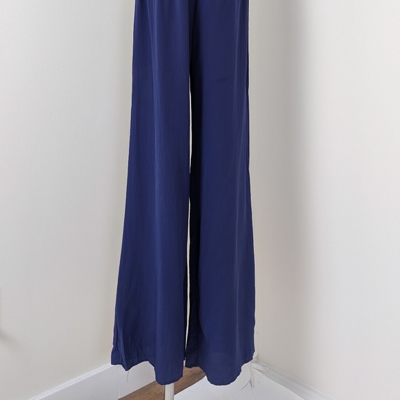 Jay Godfrey Silk Navy Jumpsuit Strapless Sleeveless Wide Leg Navy Long Onepiece - Picture 11 of 14